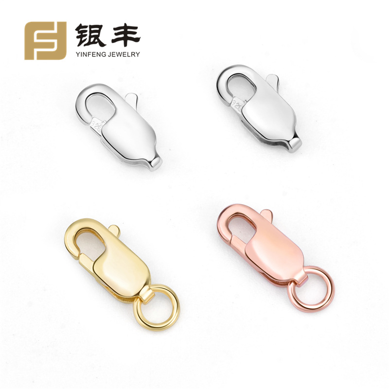 S925纯银方扣龙虾扣 DIY项链手链饰品扣头连接扣弹簧扣银配件批发