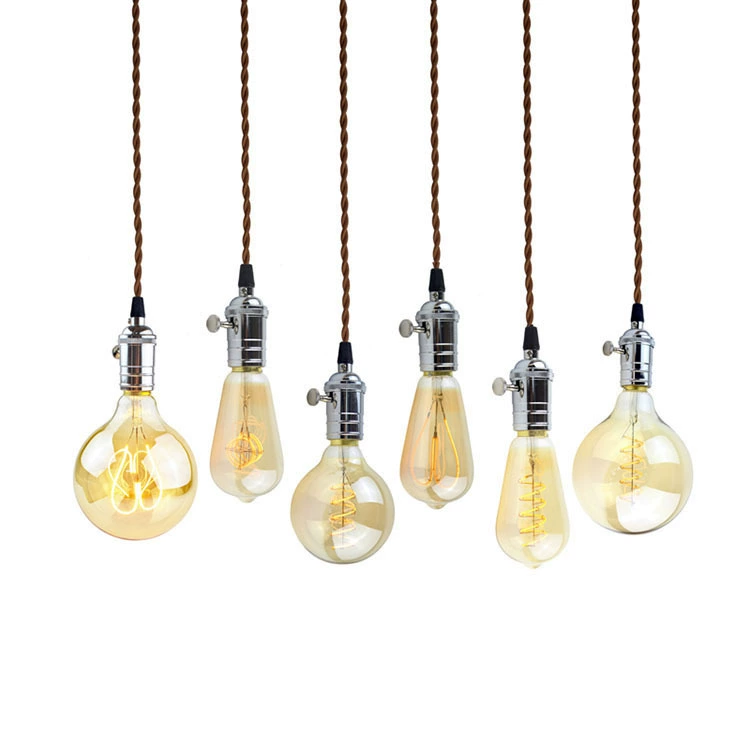 Лампа ретро с Edison-лампой E27, улиткообразный зев, светодиодная filament-лампа, декоративная длинная полоса, тёплый жёлтый
