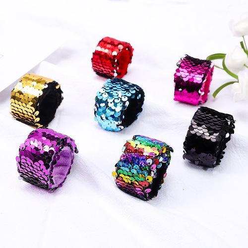 Cross-border e-commerce Amazon mermaid-themed children's toy, sequin pop ring—perfect as a daily giveaway or Christmas gift!