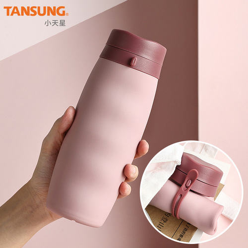Portable sports water bottle, portable creative silicone folding cup, outdoor travel folding water cup wholesale