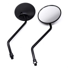 摩托车改装后视镜 圆镜复古通用鬼火福喜黄龙600反光镜直杆倒后镜