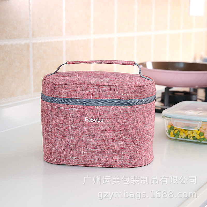 广州厂家专业制作圆形饭盒可爱便当包防水防油牛津布手提拎包