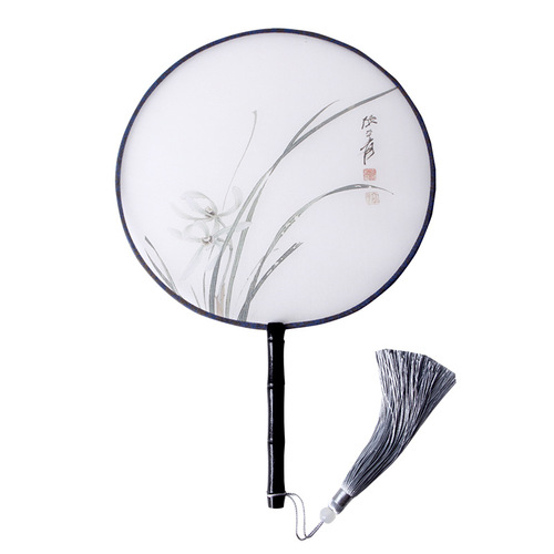 Translucent Chinese style palace fan female wooden handle Hanfu fan performance fan ancient wind breaking cloud fan dance photo group fan