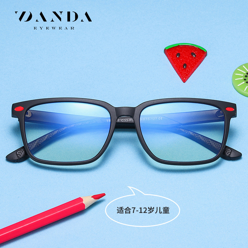 Gafas de luz anti-azul para nuevos niños transfronterizos Gafas planas de protección ocular de moda europea y americana de dos colores Marco de gafas para niños TR ultraligeros