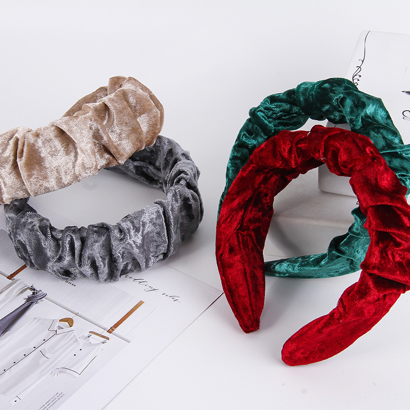 Korean fashion Joker Diamond velvet headband ladies wash makeup travel headband wholesale factory direct sales