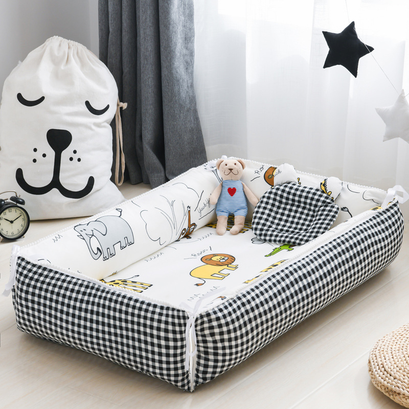 Cross-border Foldable Baby Bed Medium Bed Portable High Side Protective Baby Bed Nursing Bed Pressure-proof Bed