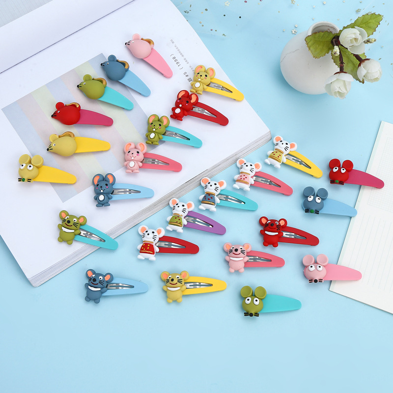New cartoon mouse hairpin hair rope cute solid color mouse student hairpin hair accessories wholesale