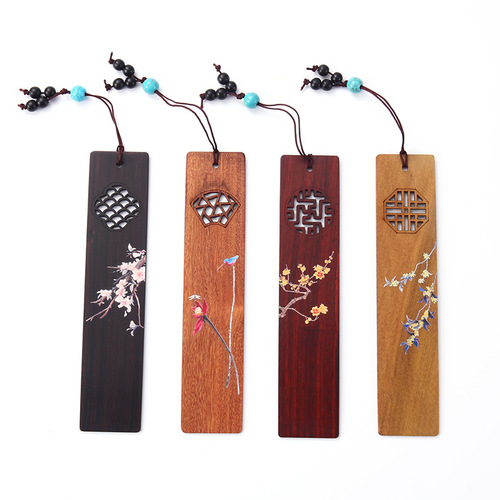 Chinese style wooden bookmarks, national trend cultural and creative gifts, creative and exquisite classical mahogany bookmark gift box set