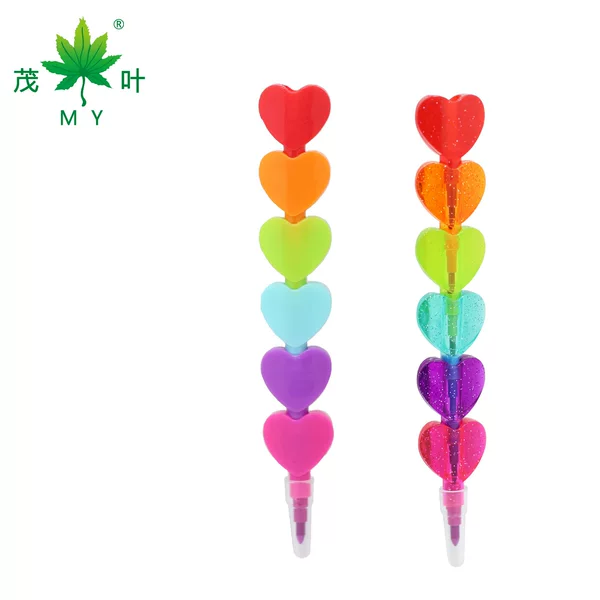 5-Section Heart Pencil Crayon Mys01 Multi-Section Peach Heart Cartoon Pen Funny Expression Pencil