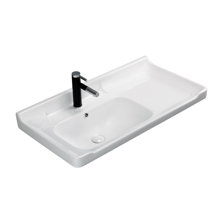 Lavabo de cerámica sobre encimera, lavabo de baño, lavabo de baño, lavabo de lavabo medio de cerámica, lavabo individual para hogares pequeños, lista de ingeniería image 6