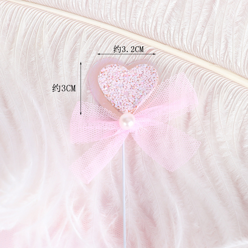 Baking Cake Decoration ins Style Small Fresh and MengMeng Rabbit Ear hb Mesh Bow Plug-in Birthday Cake Plug-in