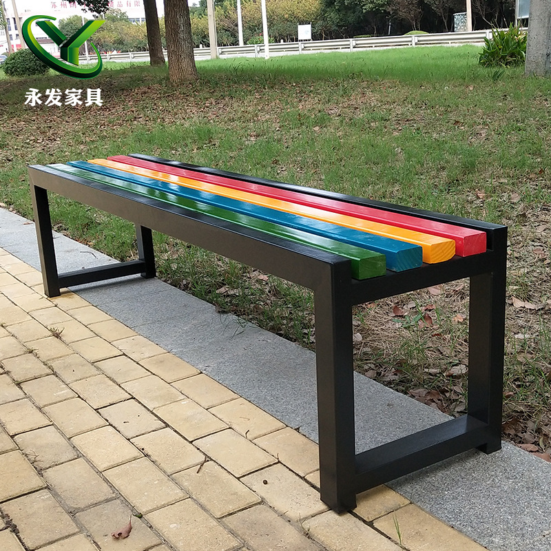 Supply outdoor scenic spot Rest Park stool school playground bench mall gym steel Wood Park Row chair