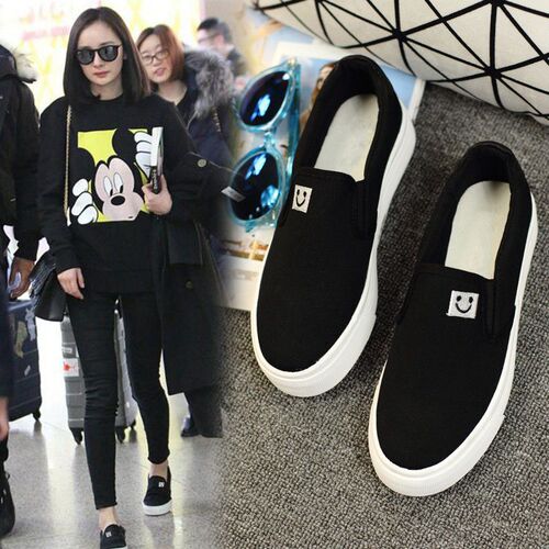 2024 Spring and Autumn Canvas Shoes Women's Shoes Student Casual Shoes Korean Style Slip-on Thick-soled Lazy Shoes White Shoes for Women
