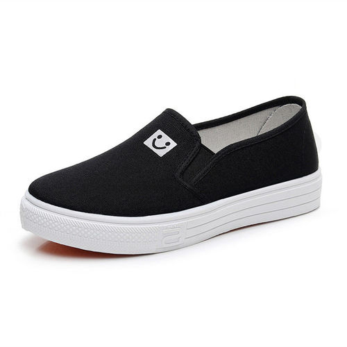 2024 Spring and Autumn Canvas Shoes Women's Shoes Student Casual Shoes Korean Style Slip-on Thick-soled Lazy Shoes White Shoes for Women