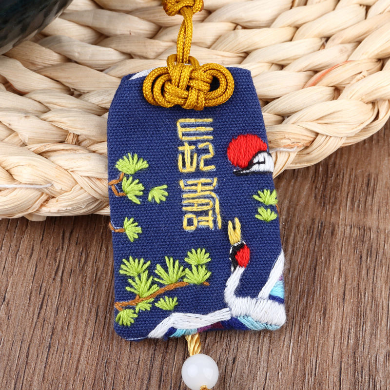 Estilo chino bendición guardia real amuleto ping a fu erfu larga vida y salud fortuna paquete de material bordado hecho a mano