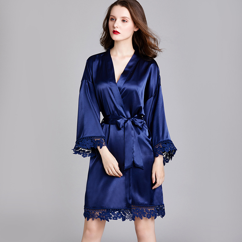 (Cross-border trading), pijama, summer long-sleeve, silk bathrobe for bride, plus size, for bridesmaid 4