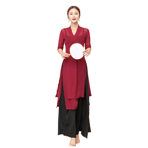 Baoguang Honghua Classical Belly Dance Costume Classical Oriental Dance Large Size Chinese Style Ancient Costume Hanfu Practice Suit