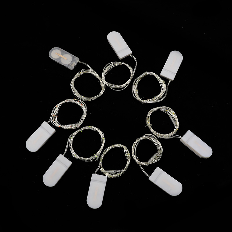 2032 botón luces de cadena de alambre de cobre RGB blanco cálido 1 M caja de batería luces de cadena de alambre de cobre decoración de vacaciones de Navidad estrella luces de colores
