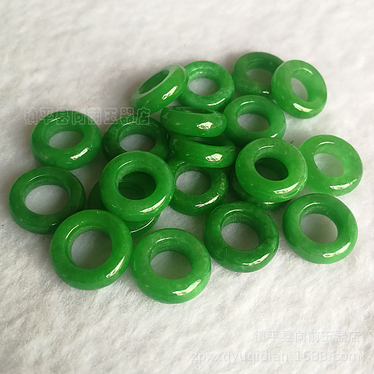 干青翡翠散珠大号圆圈批发 干青铁龙生DIY手链项链饰品材料批发