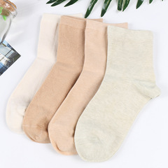 Spring New Casual Thick Xinjiang Cotton Color Women's Hand-Stitched Soft Women's Socks Direct Manufacturer Sale Solid Color Women's Socks
