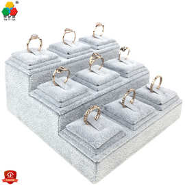 梯形9位戒指座耳环展示首饰摆件冰花吊坠首饰盘饰品盘直播同款