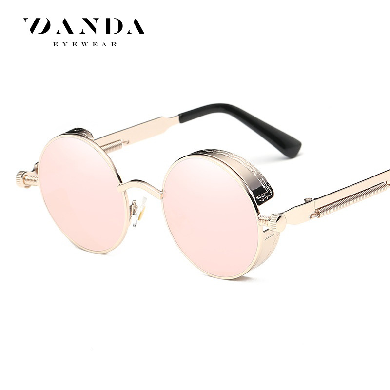 Clásico Steampunk gafas de sol europeo y americano ronda reflectante gafas de sol hombres y mujeres retro moda gafas de sol 0914