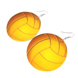 亚马逊跨境款欧美时尚几何橄榄球耳坠创意水滴足球双面皮革耳环