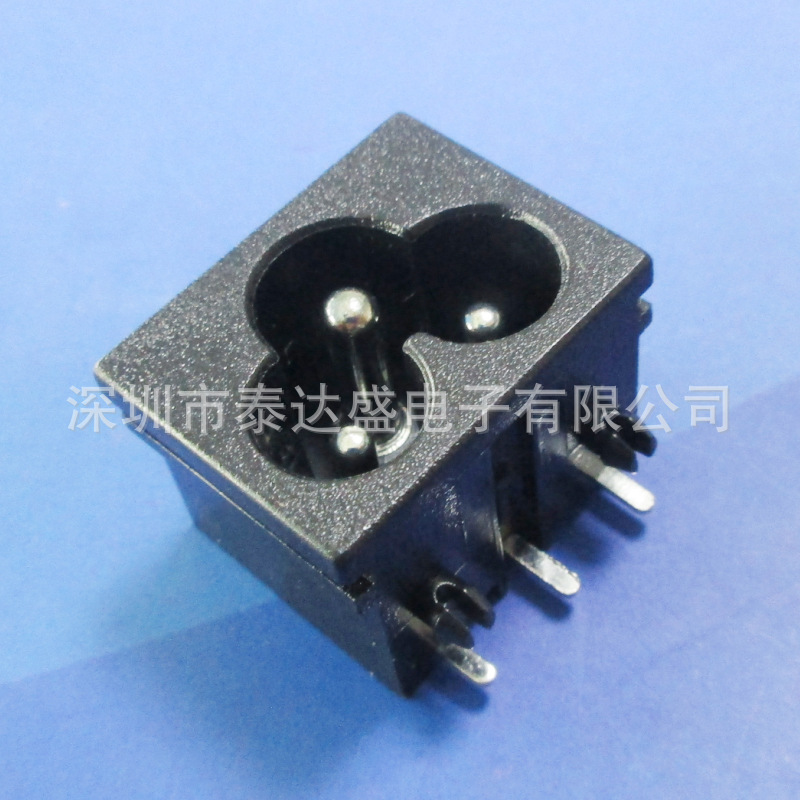 23*18黑梅花三脚插座12V6A通用标准AC插座 PCB板插脚板插座 DB-6