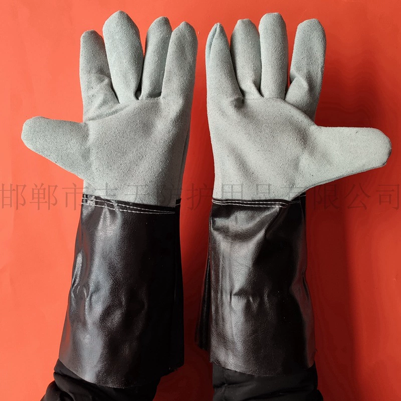 Производители сварочных перчаток оптом, кожаные двухслойные матовые кожаные ткани с длинной талией, товары для охраны труда, перчатки сварщиков