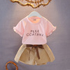 Set, children's summer clothing for leisure, short sleeve T-shirt, trousers, western style