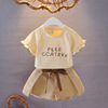 Set, children's summer clothing for leisure, short sleeve T-shirt, trousers, western style