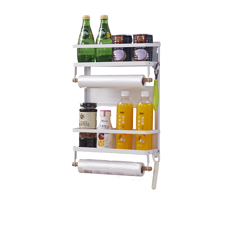 Refrigerador plegable personalizado colgante lateral de cocina multifuncional almacenamiento de especias estante de imán doméstico con gancho estante