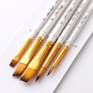 Cross-Border 5 multi-head nylon wool oil brush pearlescent white rod watercolor brush Gouxian pen Art wholesale