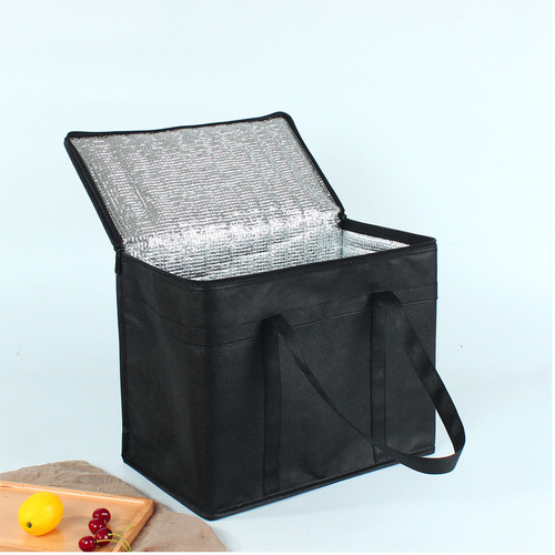 Cross-border exclusive in-stock supply non-woven aluminum foil insulated takeout lunch bag large foldable insulated bag storage bag