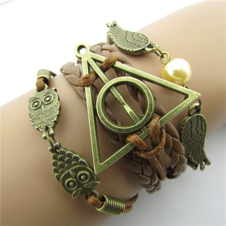 Ready Supply European and American Retro Harry Potter Peace Dove Owl Wax Thread Fashion Bracelet 10090