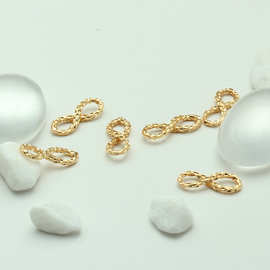 14k包金光面8字链接片 diy手工饰品 金色刻面手链吊坠配饰连接片