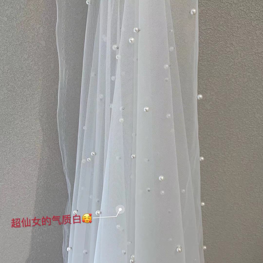 Multi-color textura malla cuentas perla artesanía tela tridimensional estilo de hadas ropa para niños Hanfu Lolita tela al por mayor