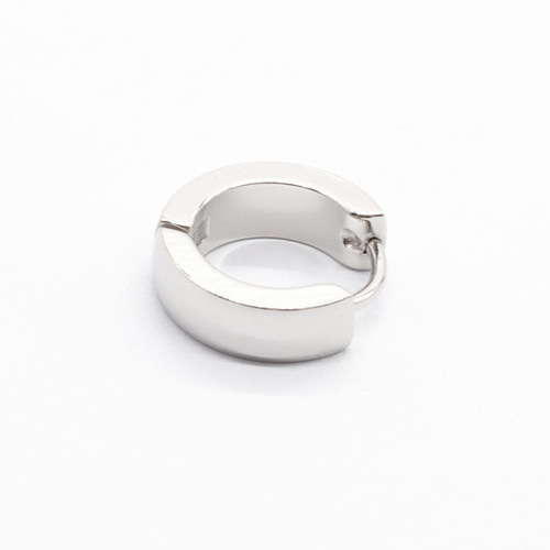 Stainless steel unisex hoop earrings with a hip-hop style, smooth titanium steel ear hooks for women, trendy and personalized curved ear accessories.