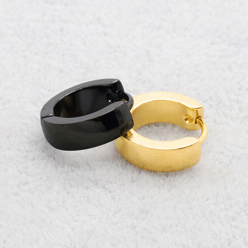 Stainless steel unisex hoop earrings with a hip-hop style, smooth titanium steel ear hooks for women, trendy and personalized curved ear accessories.