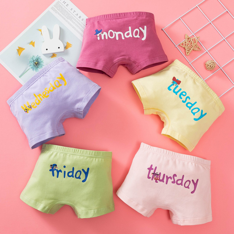 2024 new children's underwear girls cotton underwear for primary and secondary school students boxer week pants combination factory outlet