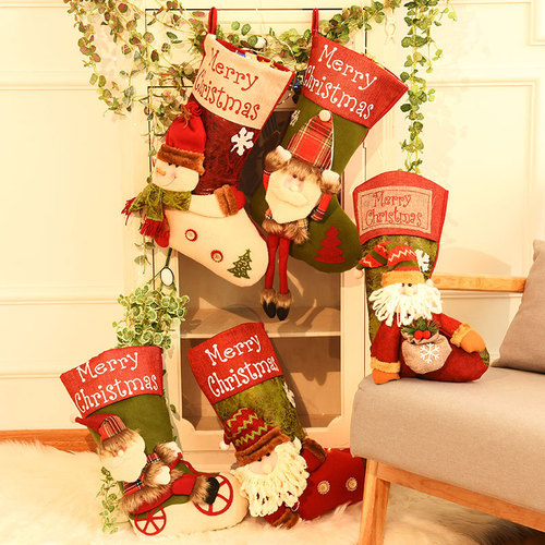 New Christmas Socks Gift Bag Large Small Candy Bag Cartoon Gift Bag Christmas Decoration Wholesale
