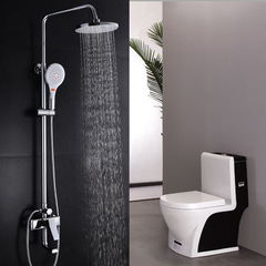 Source Factory Copper Shower Head and Handheld Shower Set, Three-Outlet Adjustable and Extendable High-Pressure Shower Head Set