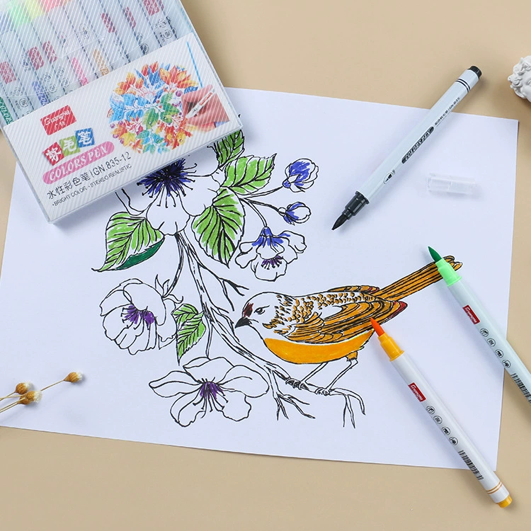 Guangna 835-12 акварельный маркер вода мягкая голова цветной костюм ручная роспись ручной счет DIY ручная копия газетная кисть