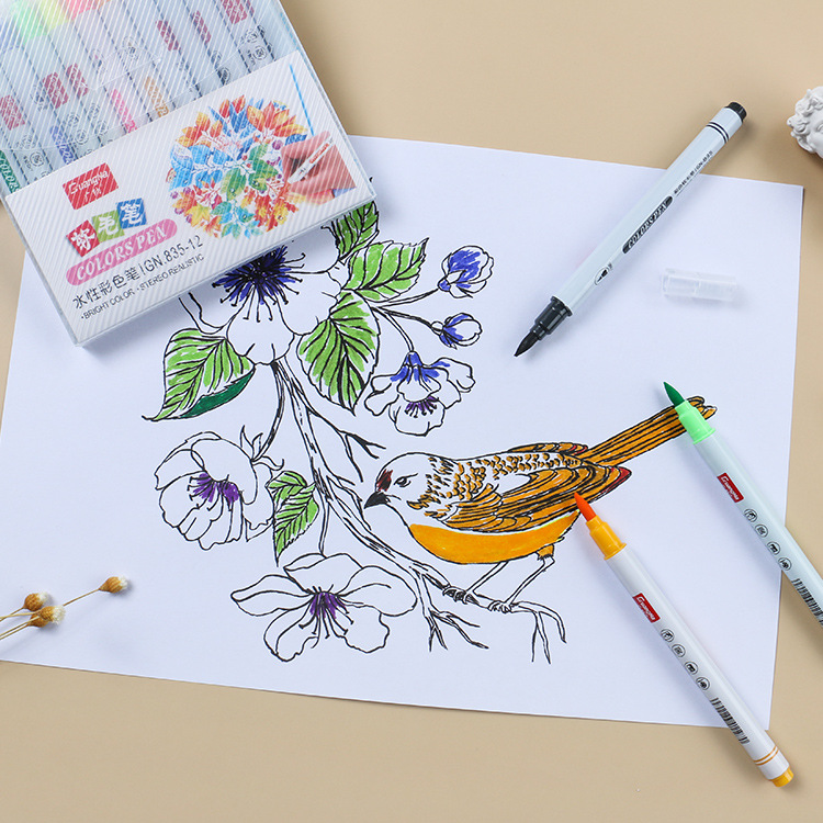 Guangna 835-12 marcador de acuarela a base de agua suave cabeza color conjunto mano pintura cuenta DIY mano escritura cepillo