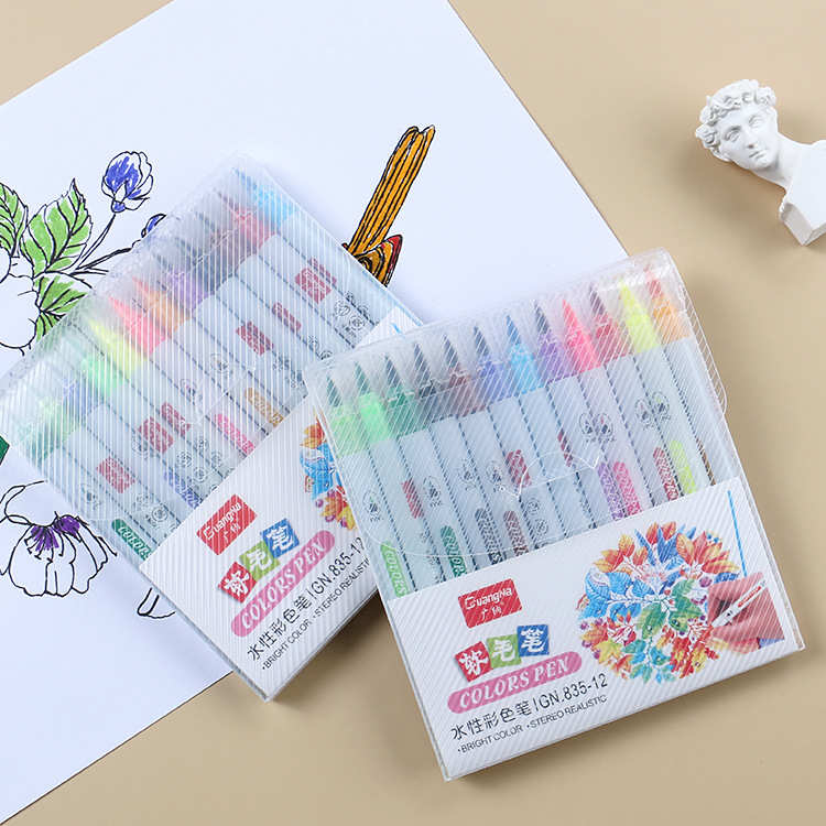 Guangna 835-12 marcador de acuarela a base de agua suave cabeza color conjunto mano pintura cuenta DIY mano escritura cepillo