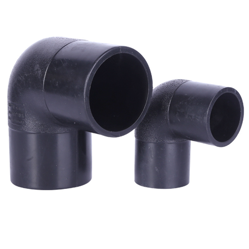 批发PE等径弯头90度直角PE承插式给水管件对接弯头pe塑料管件