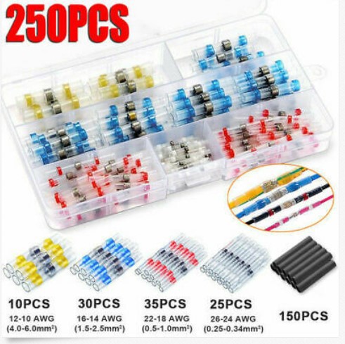 250PC 박스 (흰색 25 빨강 35 파랑 30 노랑 10 + 150 검정 튜브)