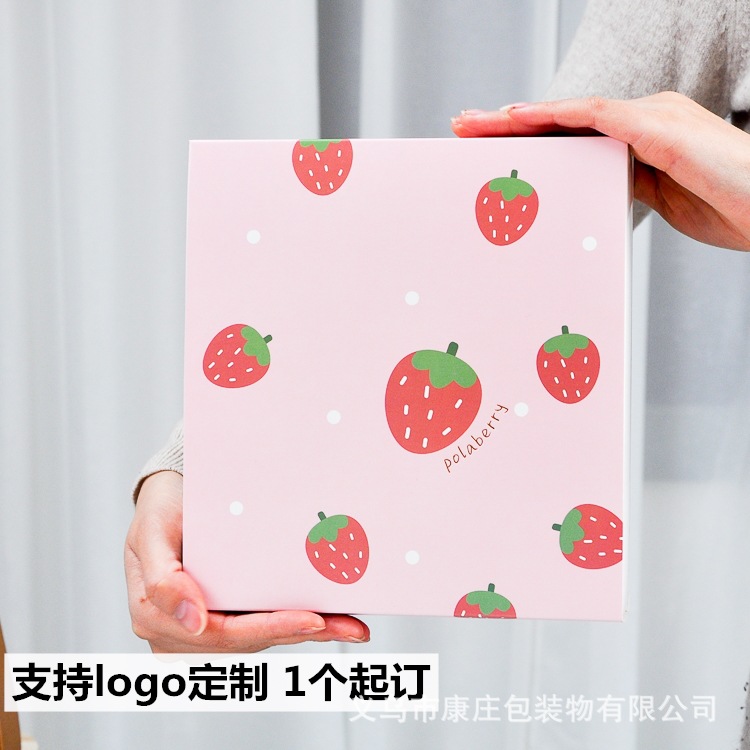 可加印logo 粉色甜美风草莓巧克力Polaberry包装 新鲜夹心草莓盒