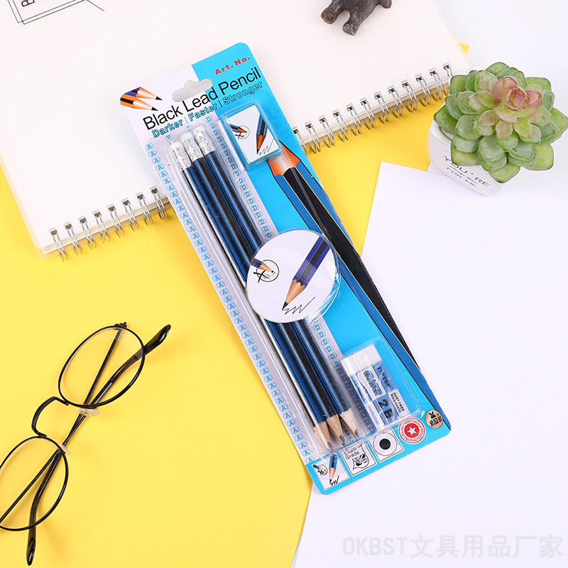 Directo de fábrica verde 2B traje de lápiz Tarjeta de succión traje de lápiz estudiante traje de regalo sacapuntas borrador