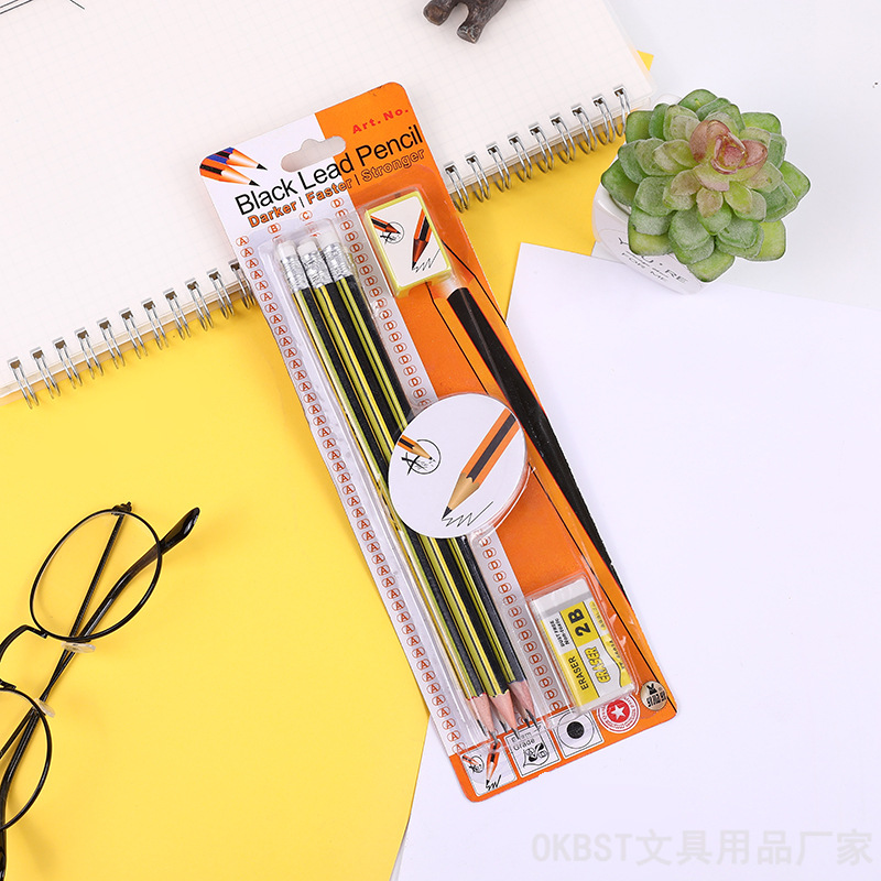 Directo de fábrica verde 2B traje de lápiz Tarjeta de succión traje de lápiz estudiante traje de regalo sacapuntas borrador